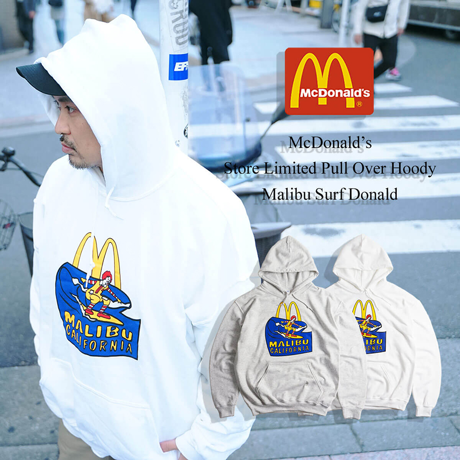 マクドナルド プルオーバー フード スウェット 波乗りドナルド マリブ