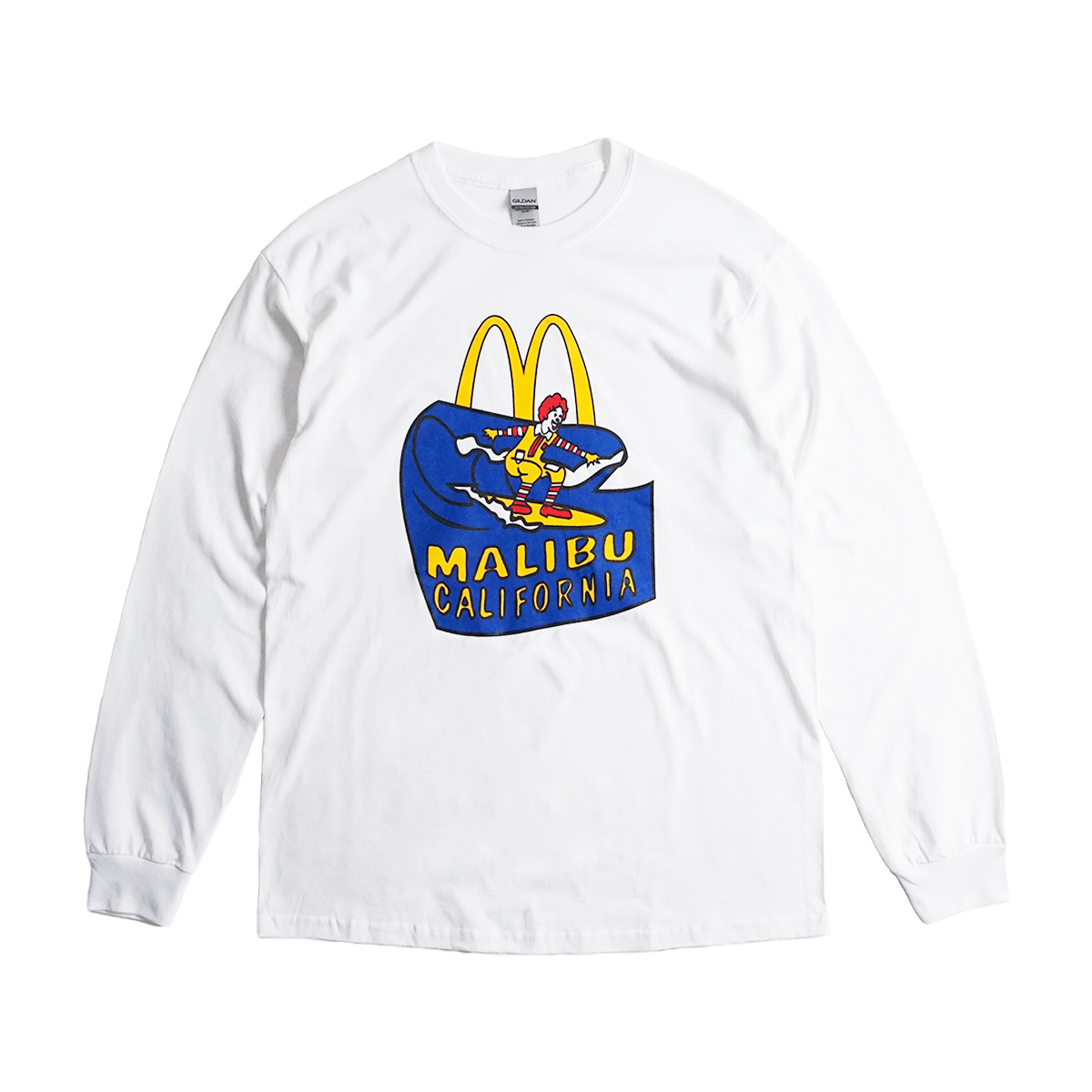 マクドナルド 長袖 Tシャツ 波乗りドナルド マリブ店限定 ホワイトメンズ レディース S-XXXL McDonald’s ロンT 海外買い付け商品