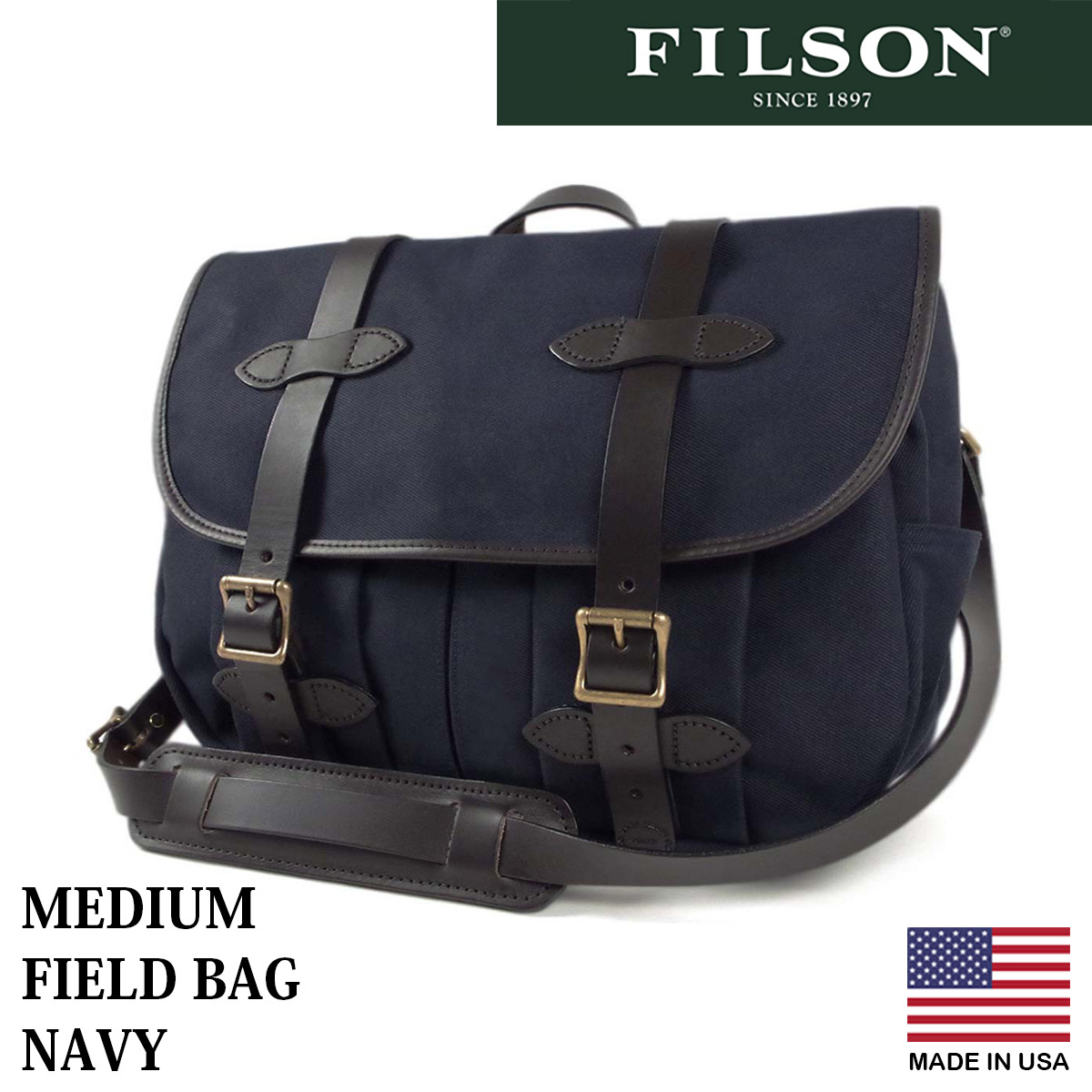 フィルソン FILSON ショルダーバック ミディアム フィールド バッグ ｜ メンズ 鞄 かばん アメリカ製 米国自社工場生産 MEDIUM  FIELD BAG ヘビーオンスキャンバ