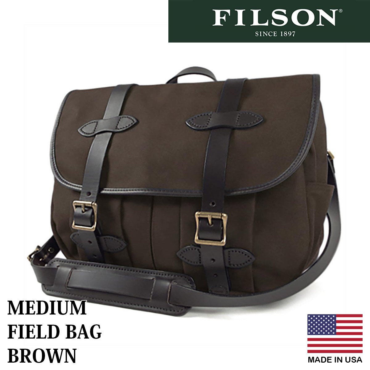 フィルソン FILSON ショルダーバック ミディアム フィールド バッグ ｜ メンズ 鞄 かばん アメリカ製 米国自社工場生産 MEDIUM  FIELD BAG ヘビーオンスキャンバ