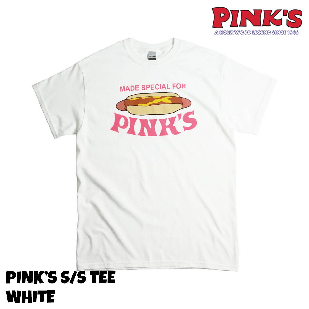 ピンクス ホットドッグス PINK’S HOTDOGS 半袖 Tシャツ 別注 ピンクスフロントプリントメンズ S-XXL 海外買い付け ご当地
