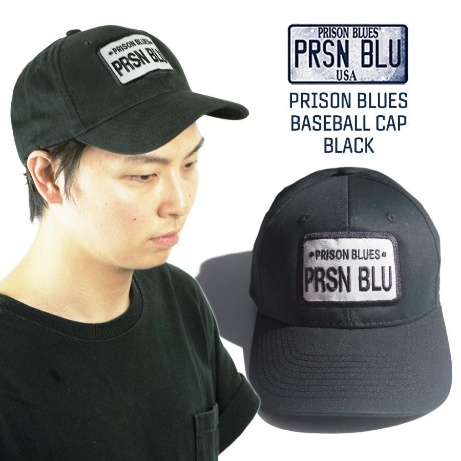 プリズンブルース PRISON BLUES ロゴベースボールキャップ 当店別注 ブラック ワークキャップ 帽子｜jalana