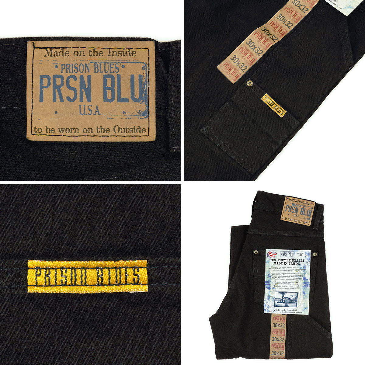 プリズンブルース PRISON BLUES ワークジーンズ リンスドブラック アメリカ製 米国製 デニム ペインターパンツ｜jalana｜07