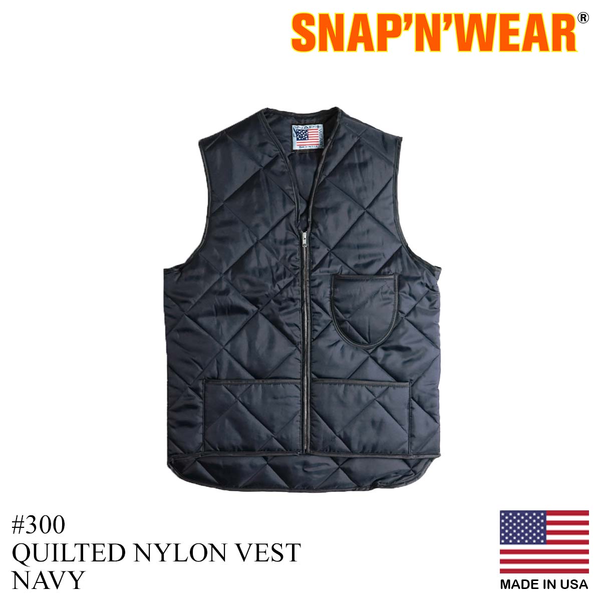 スナップンウエア SNAP’N’WEAR #300 キルトベスト ｜ ベスト メンズ アメリカ製 MADE IN USA QUILTED VEST  キルティング ベスト インナー パッチポケット 胸