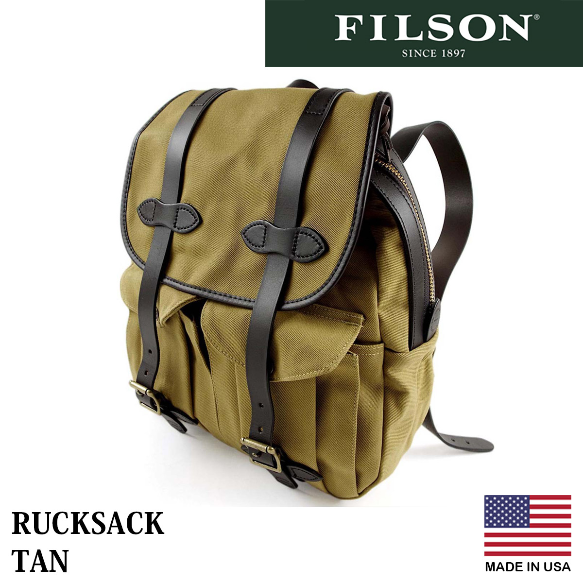 フィルソン FILSON リュックサック ｜ アメリカ製 MADE IN USA RUCKSACK バックパック BAG バッグ 鞄 かばん  ヘビーオンスツイル キャンバス ブライドルレザー :filon-rucksack-17:Jalana(ジャラーナ) - 通販 -  Yahoo!ショッピング