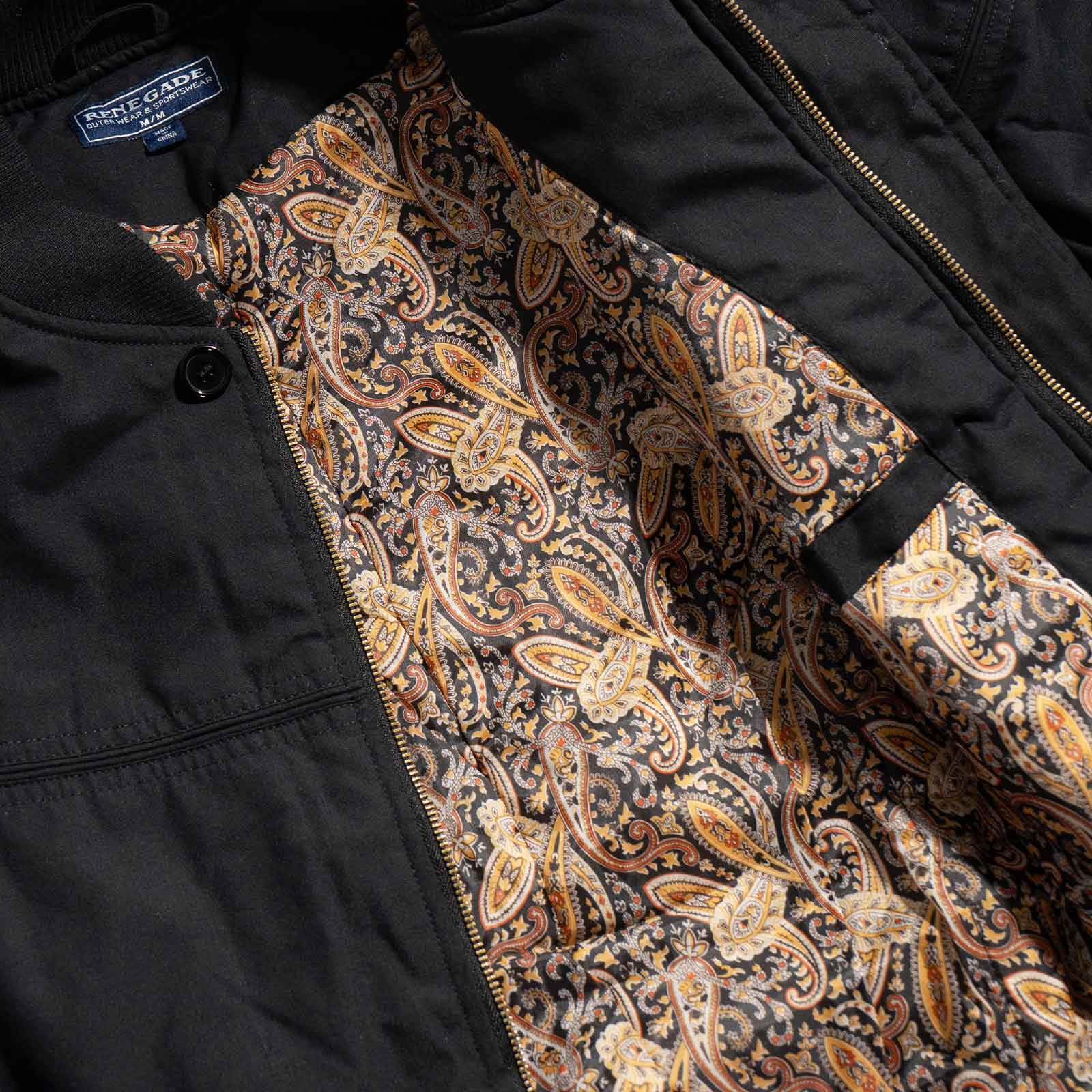 レネゲードスポーツウエア RENEGADE sportswear パデッドナイロンラインド ダービージャケット ｜ ブルゾン ショート丈 ブラック ペイズリー | ブランド登録なし | 12