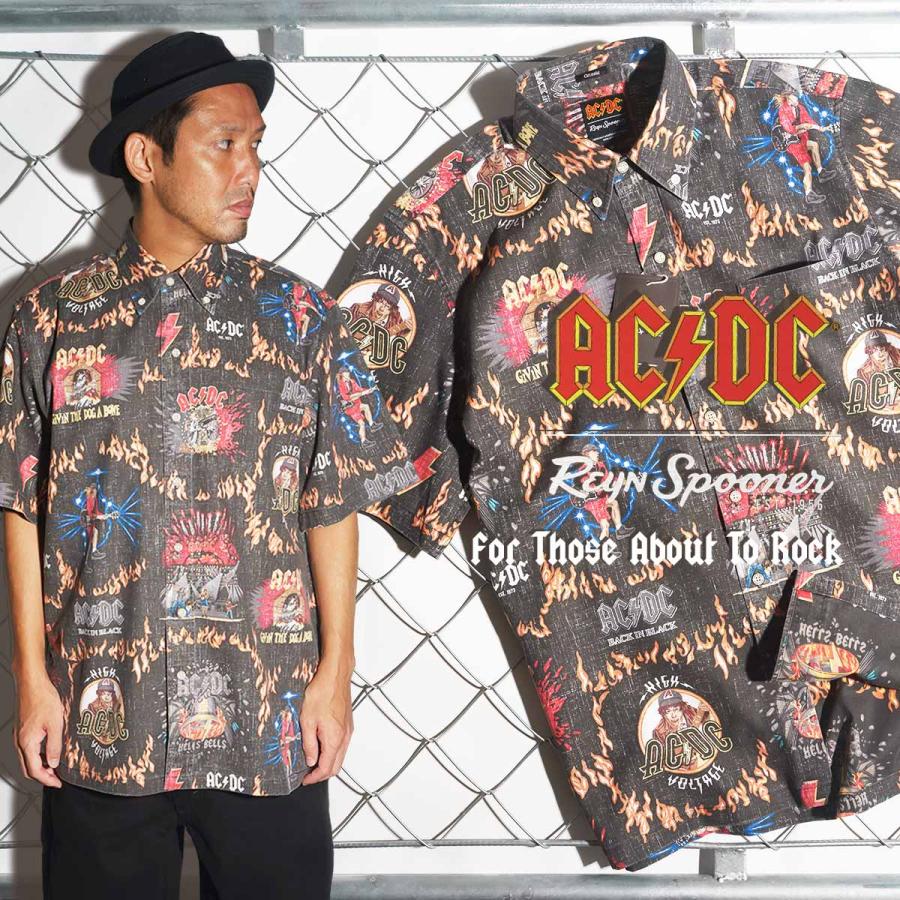 レインスプーナー REYN SPOONER 半袖 アロハシャツ フルオープン AC/DC For Those About To Rock ｜ メンズ S XXXL コラボレート スプーナークロス :reyer 1251585:Jalana(ジャラーナ)