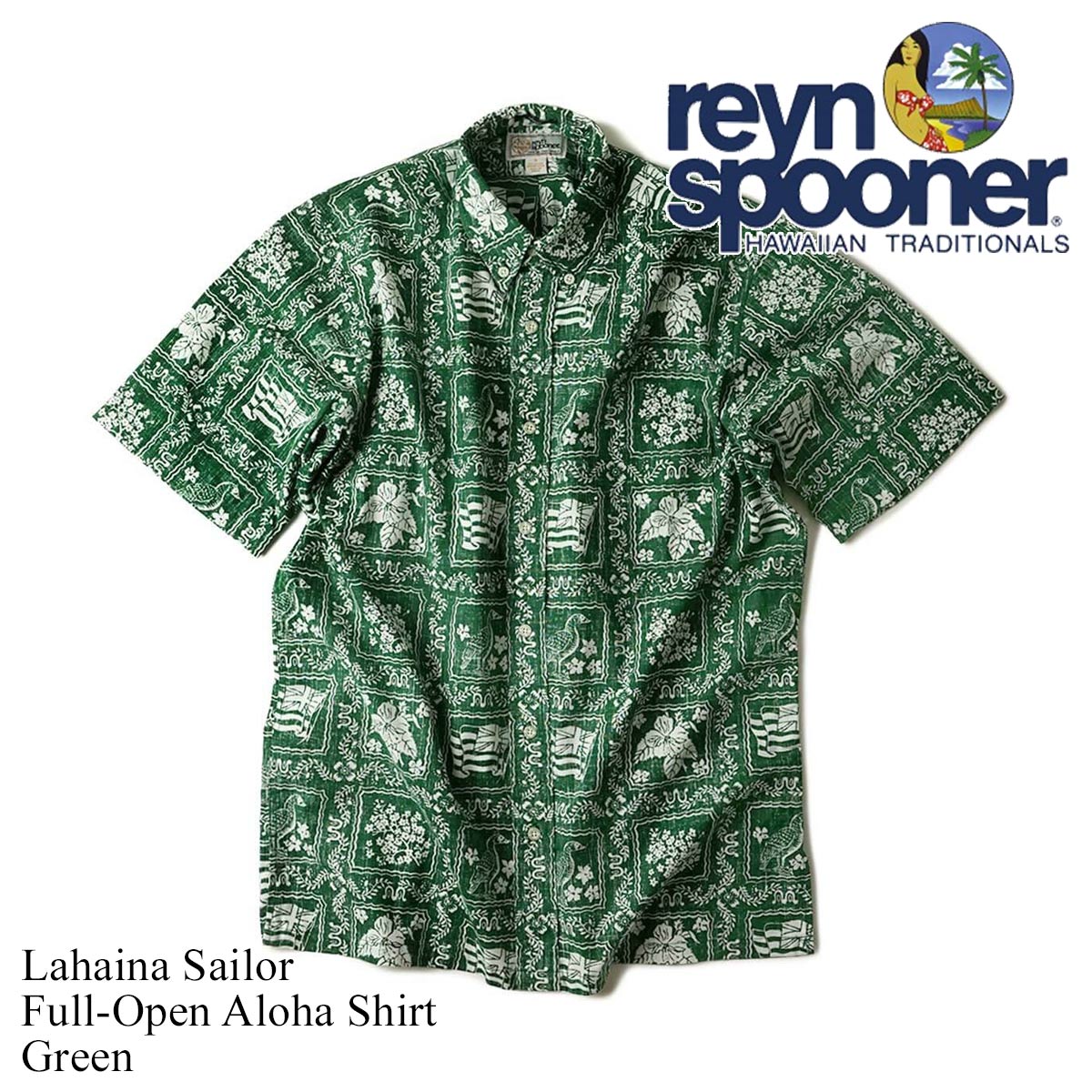 レインスプーナー REYN SPOONER 半袖 アロハシャツ フルオープン ラハイナセイラー アジア製 LAHAINA SAILOR