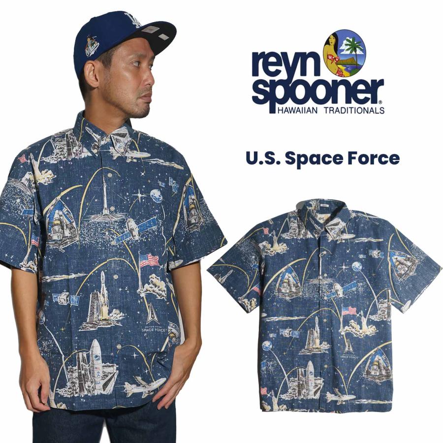 レインスプーナー REYN SPOONER 半袖 アロハシャツ USスペースフォース ｜ M570512523 U.S. SPACE FORCE  USSF アメリカ宇宙軍 スプーナークロス