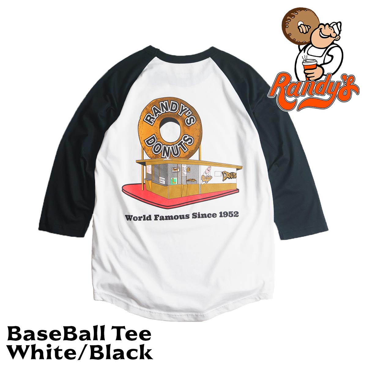 ランディーズドーナッツ Randy's Donuts ベースボール Tシャツ ｜ メンズ S-XXL ラグラン 七分袖 海外買い付け商品 スーベニア｜jalana｜02