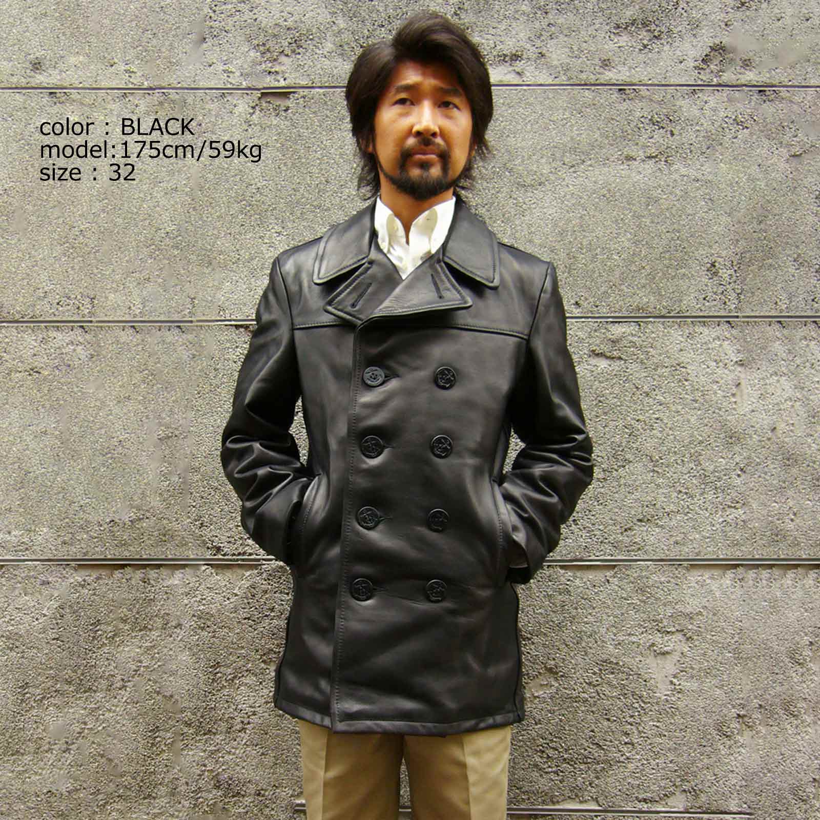 ショット SCHOTT 140 メンズ レザー ダブル ピーコート アメリカ製 米国製 防寒 PEA-COAT Pコート レザーコート