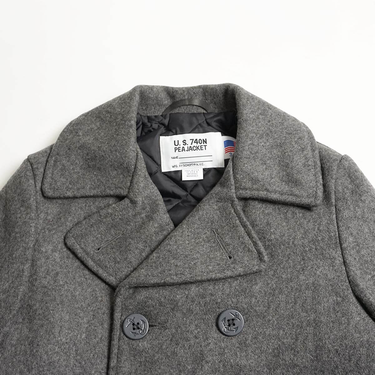 ショット SCHOTT 740 メンズ ウール ダブル ピーコート ｜ アメリカ製 MADE IN USA 防寒 保温性 PEA-COAT Pコート 厚手 メルトンウール 32オンス キルティング｜jalana｜08