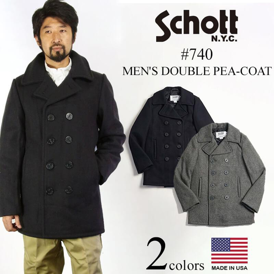 ショット SCHOTT 740 メンズ ウール ダブル ピーコート ｜ アメリカ製