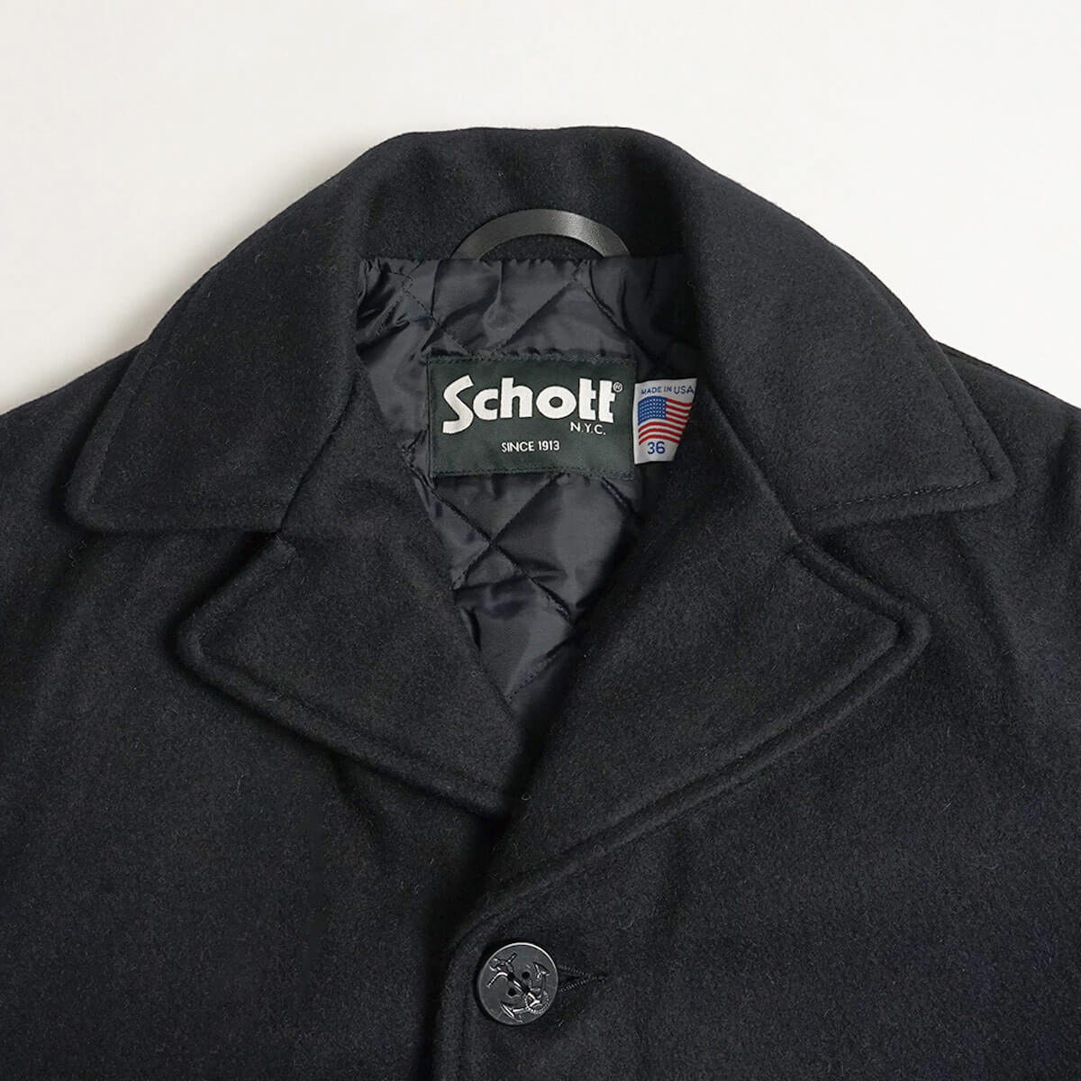 ショット SCHOTT 当店別注 756TG メンズ ウール シングル ピーコート ｜ アメリカ製 コート アウター 防寒 Pコート 男性  キルトライニング キルティング 中綿