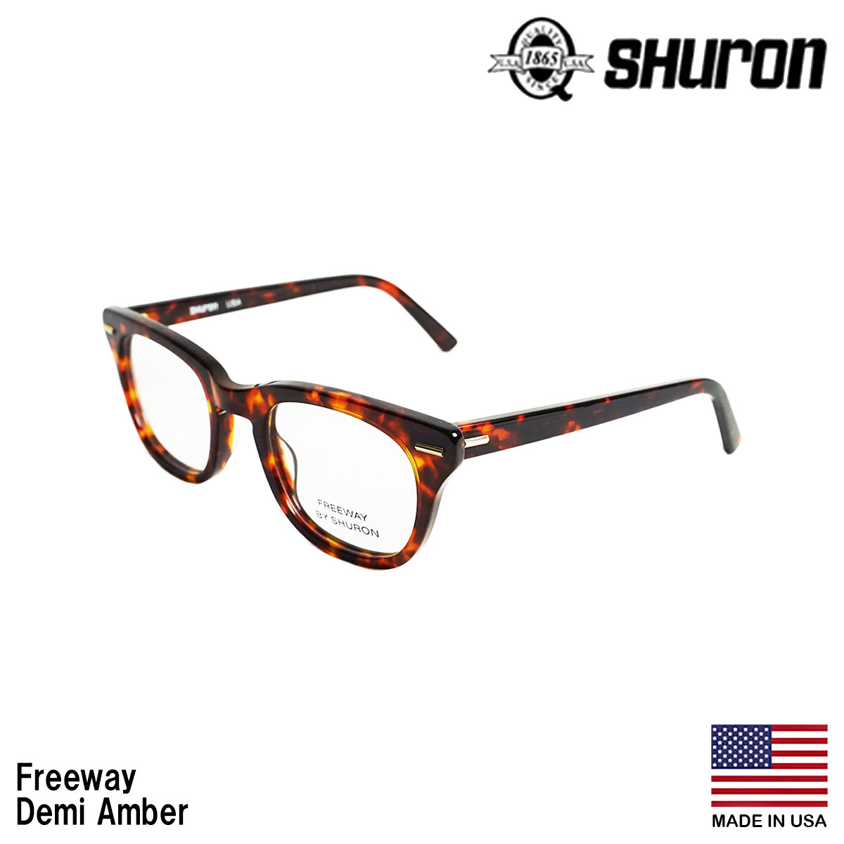 シュロン SHURON メガネ フレーム フリーウェイ 眼鏡 アメリカ製 米国製 ウエリントン セルフレーム エボニー デミアンバー