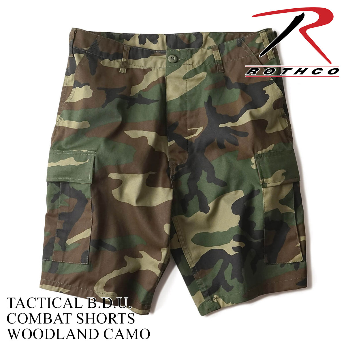 ロスコ ROTHCO コットンポリ ツイル BDU ショーツ ｜ 定番 メンズ 軍パン カーゴショーツ 単色 迷彩 COMBAT SHORTS  ショートパンツ ミリタリー アウトドア 綿ポ