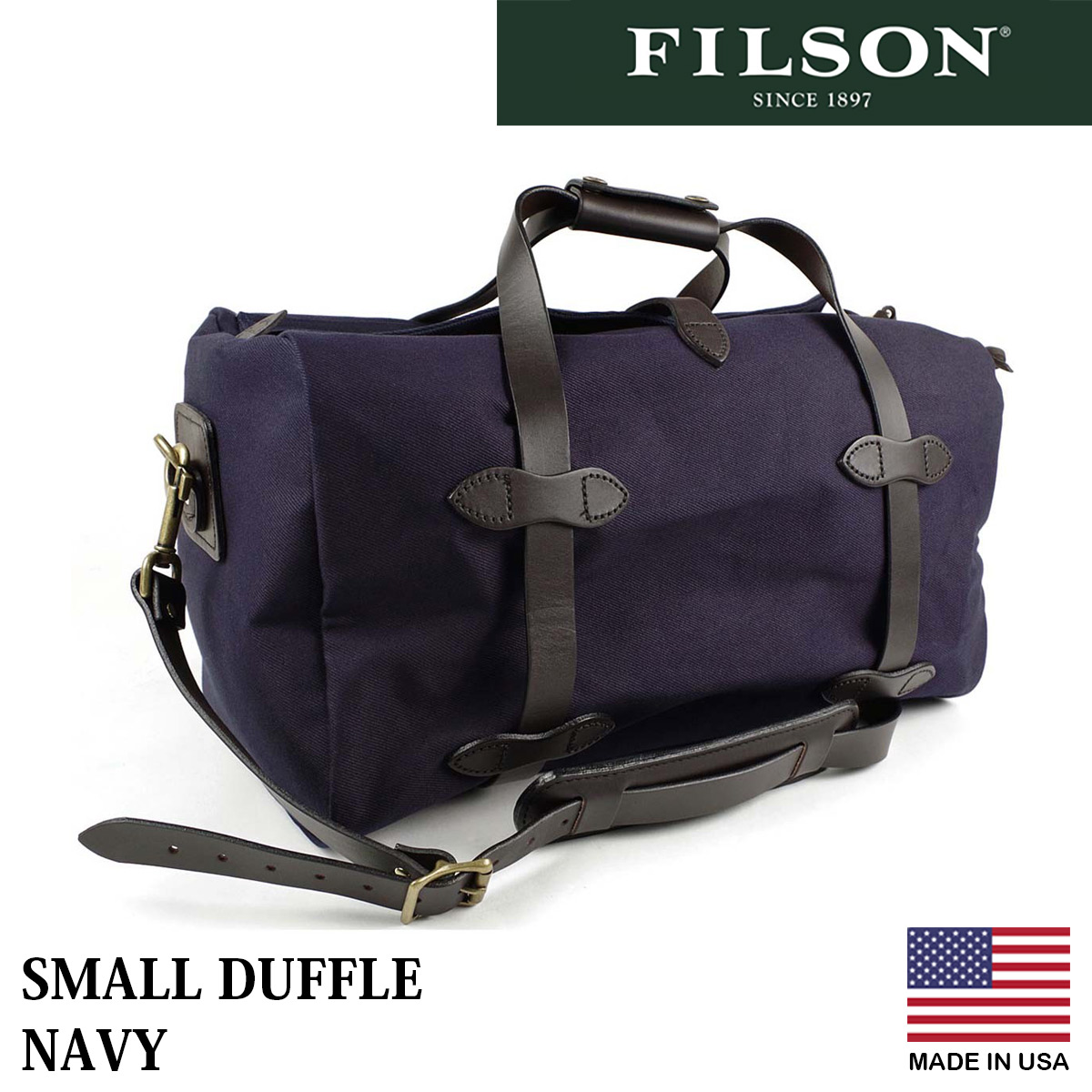 フィルソン FILSON スモール キャンバス ダッフルバッグ ｜ メンズ ボストンバッグ アメリカ製 米国自社工場生産 SMALL DUFFLE  ヘビーオンスキャンバス レザー