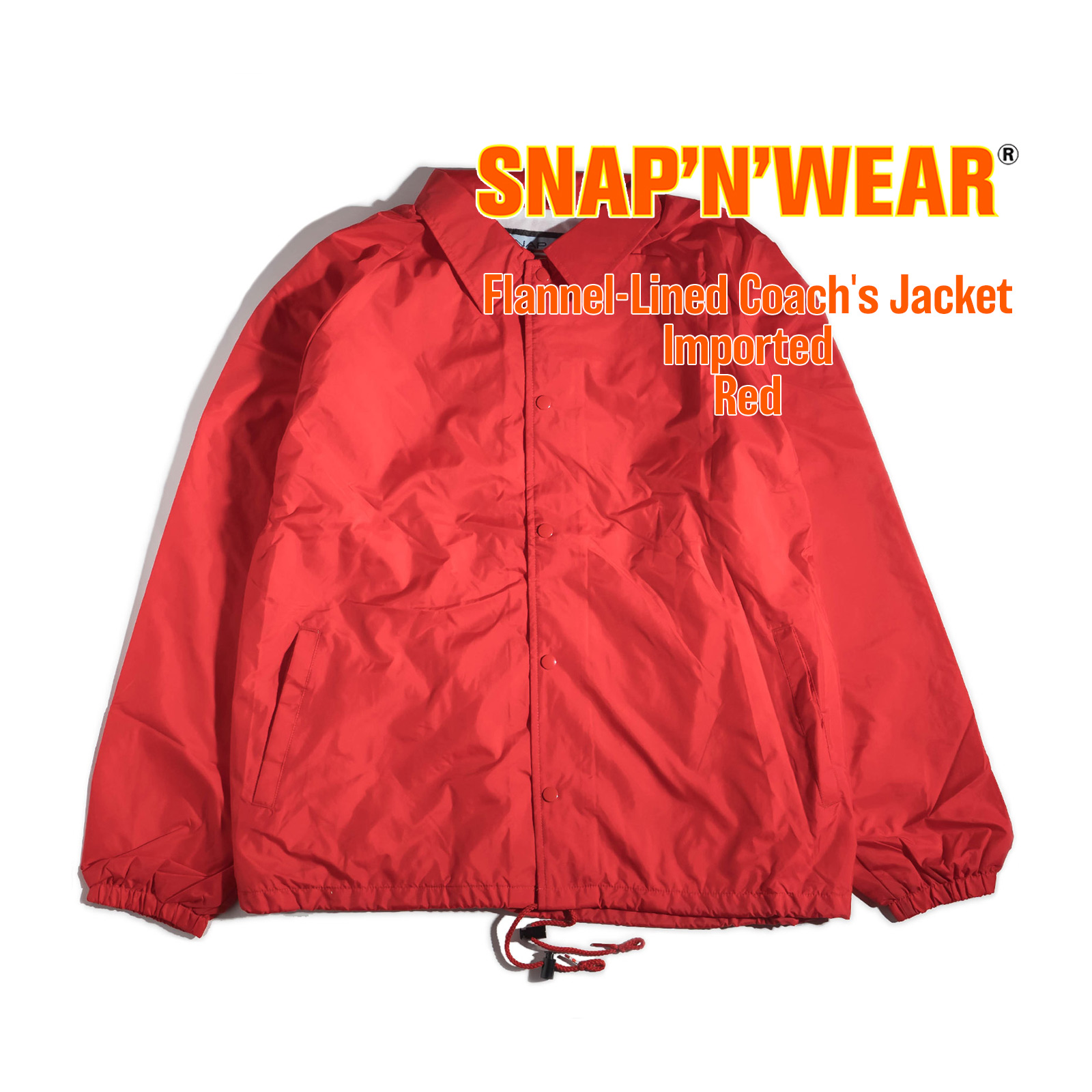 スナップンウエア SNAP’N’WEAR #8200-L フランネル裏地 コーチジャケット ｜ メンズ S-XL ウインドブレーカー