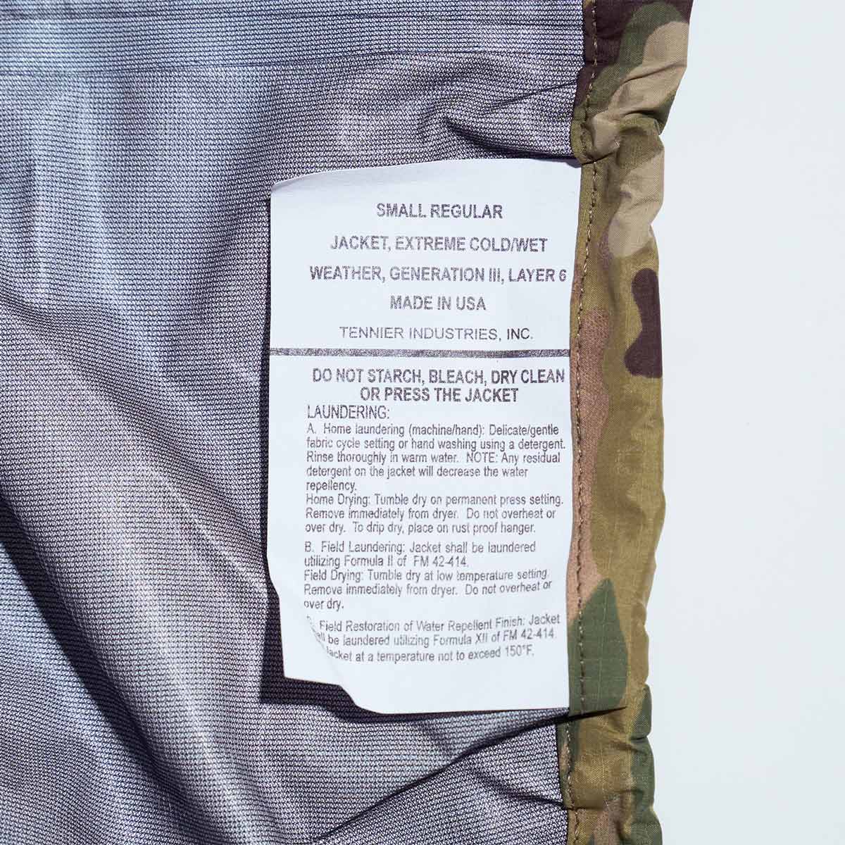 テニアーインダストリーズ Tennier Industries GEN3 ECWCS レベル6