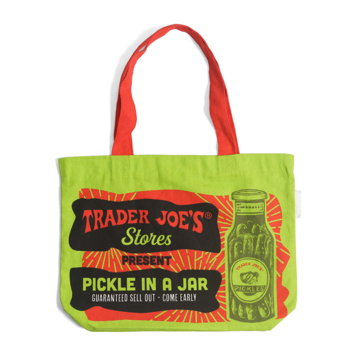 トレーダージョーズ Trader Joe’s エコバッグ ピクルスインナジャー ｜ ユニセックス ショッピングバッグ トートバッグ コットン トレジョ  アメリカ製