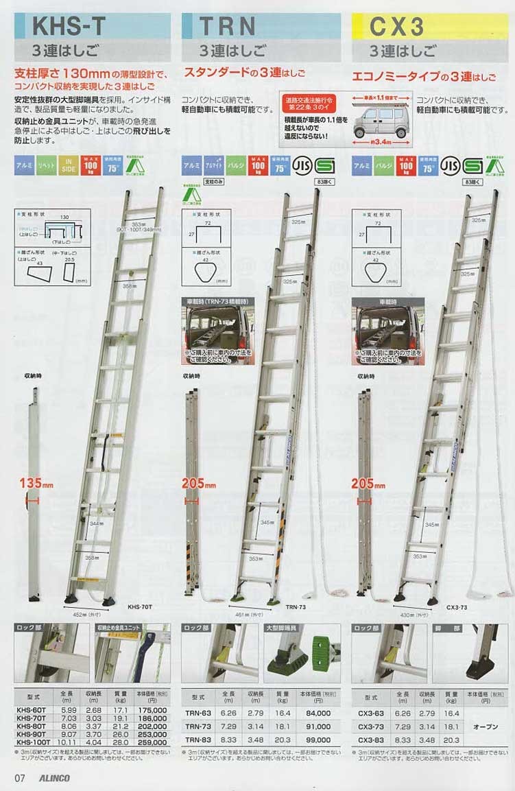 帯電防止処理加工 3連はしご[KHS-80T] - 通販 - bahri.edu.sd