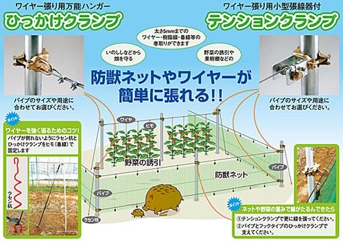 テンションクランプ 20個 48.6から42.7パイプ用 ワイヤー張り 小型張線