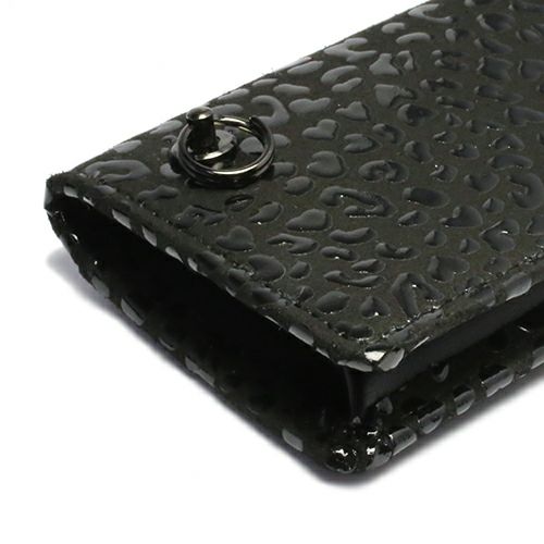 jam home made 印傳レオパードL字型 ウォレット黒 印傳屋 【印伝−印傳屋 公式通販】 限定柄 財布 レオパード柄