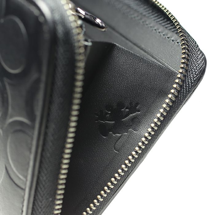 193○JAM HOME MADE ブラックレザー 長財布 ミッキーマウス型押し MICKEY MOUSE 財布 ディズニー ミッキーマウス ビッグ アイコン