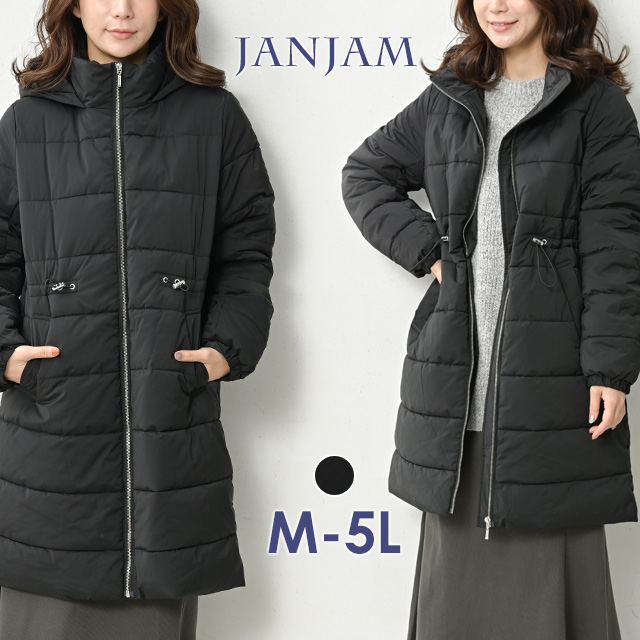 JANJAM ファイバーダウンコート 大きいサイズ レディース 長袖 ミドル