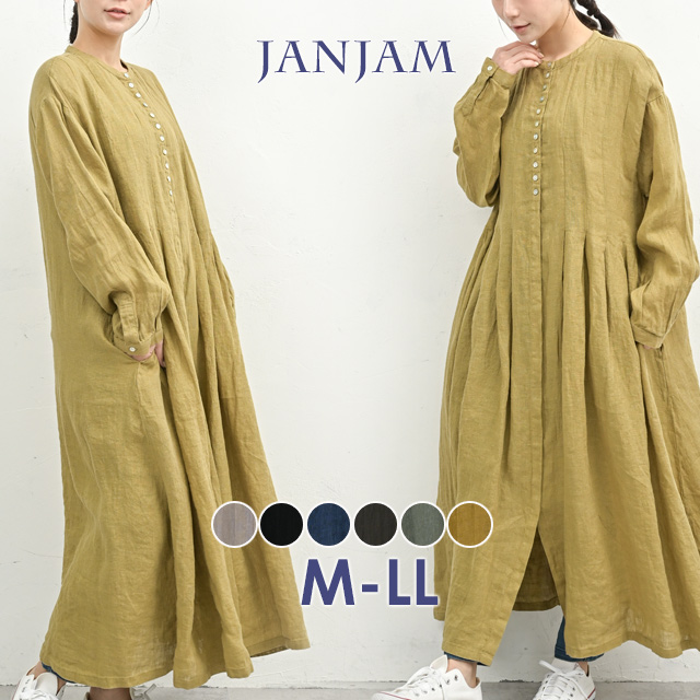 JANJAM リネンシャンブレーワンピース 大きいサイズ レディース