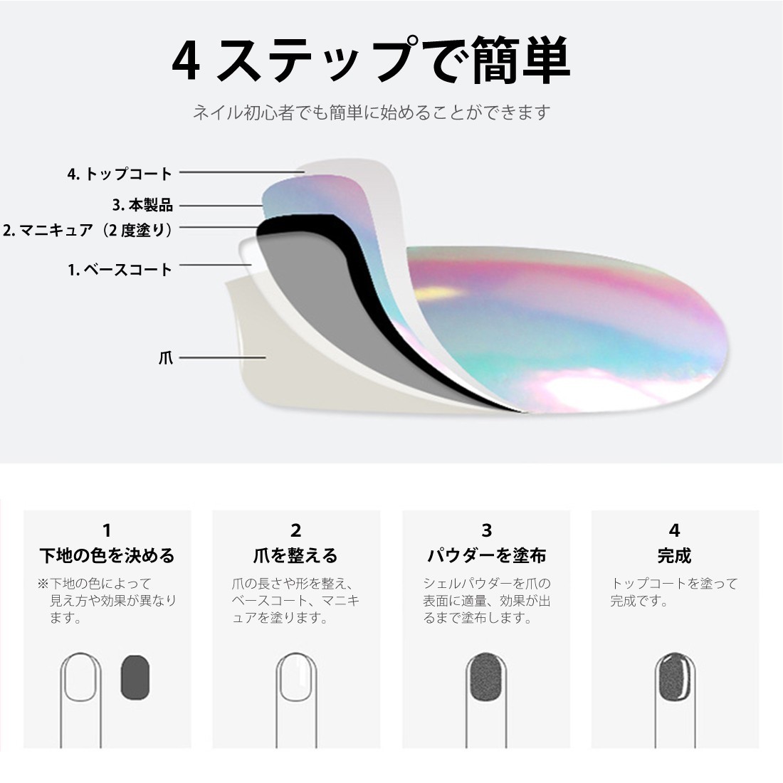 オーロラネイルパウダー 0.5g オーロラパウダー ネイル ミラー