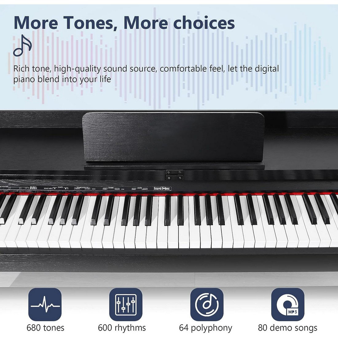 電子ピアノ 88鍵フルサイズ加重鍵盤ピアノ MP3機能 リモコン 電源供給