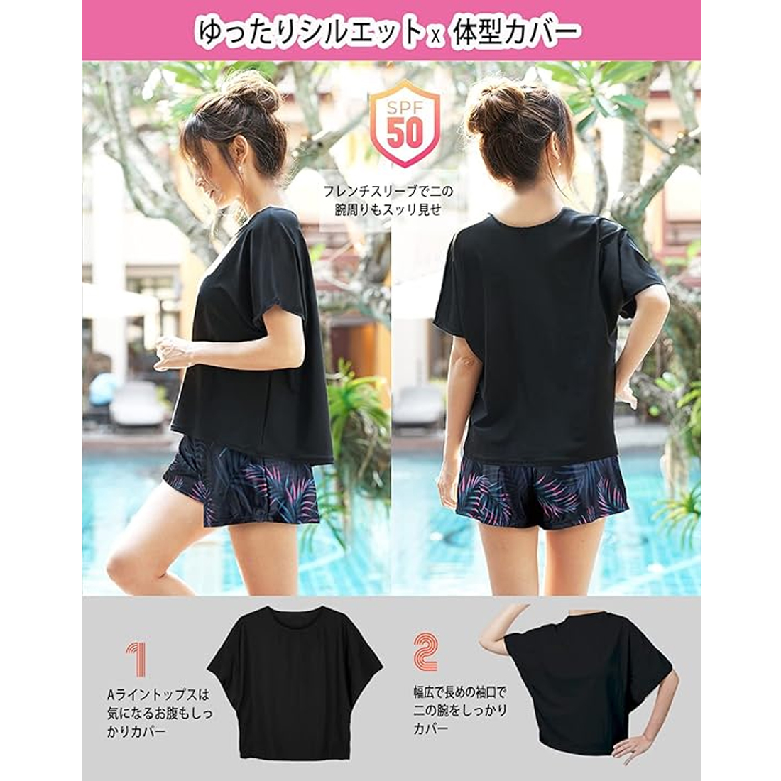 3点セット タンキニ カーデ付き ハイウエスト バイカラー 上品 Amazon.co.jp: [Ressh.N] レース パレオ 水着 レディース