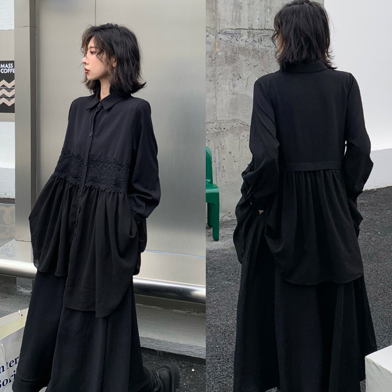 KOEISTORE ワンピース レディース 春 夏 春夏 黒 シャツ