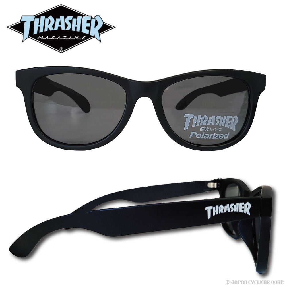 スラッシャー 偏光サングラス メンズ レディース 偏光 UVカット ウエリントン THRASHER クラルス CLARUS 1018p ボストン  ユニセックス おまけ付き 伊達メガネ