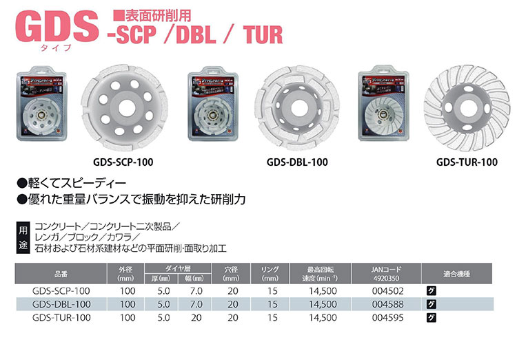 オススメ】〈モトユキ〉 ダイヤモンドホイール 表面研削用 GDS-DBL-100