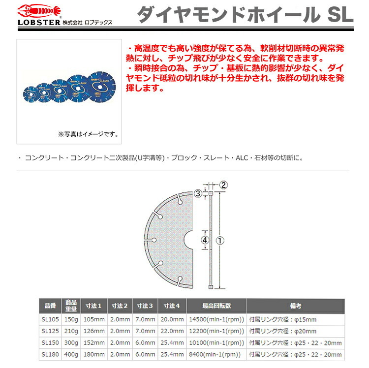 LOBSTER 〈ロブテックス〉ダイヤモンドホイール SL180 JAN 