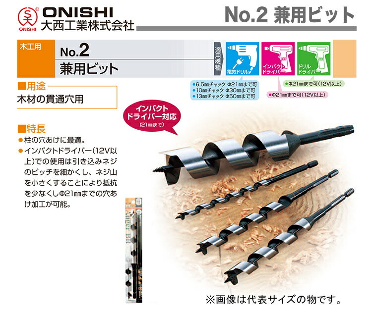 (未使用･未開封品)大西工業 兼用ビット（NO．２） 36mm 大西工業 〈大西〉No.2 兼用ビット 36mm : プロ工具のJapan-Tool