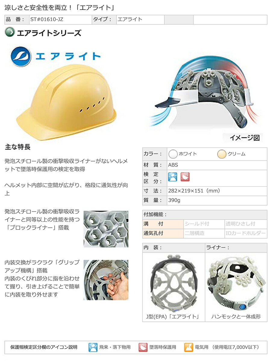 タニザワ 〈タニザワ〉 保護帽(ヘルメット) ST#01610-JZ : プロ工具の