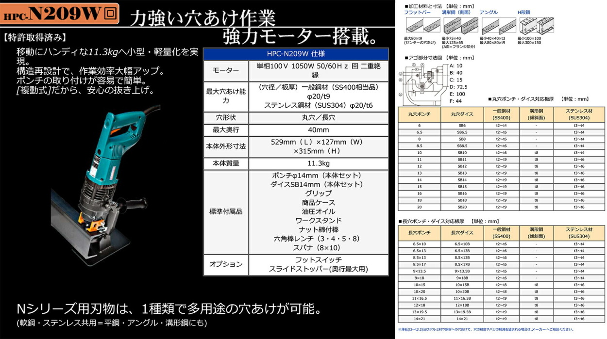 オグラ〉 電動油圧パンチャー HPC-N209W : 4580297700754 : プロ工具のJapan-Tool - 通販 -  Yahoo!ショッピング