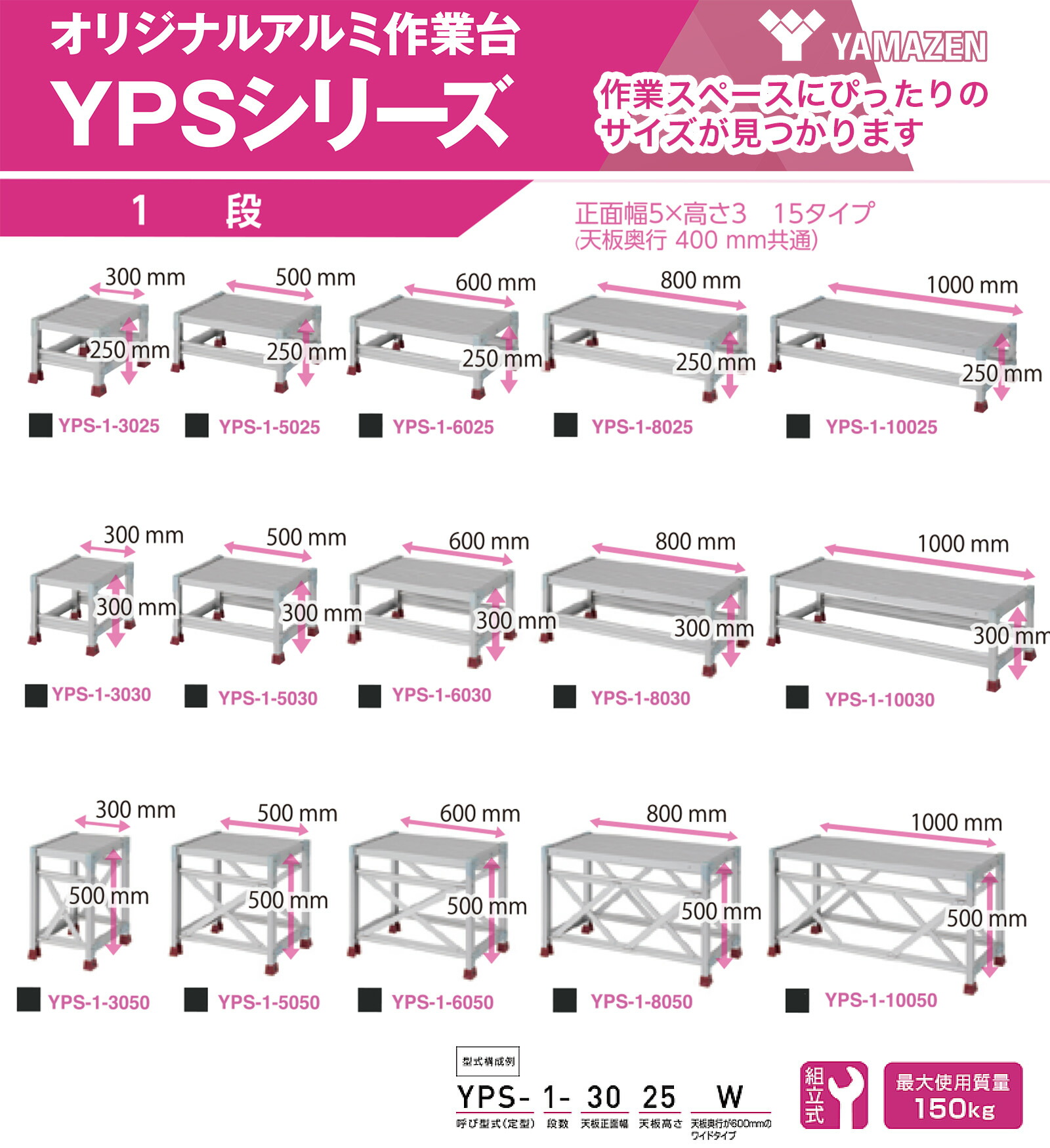 代引不可】〈ピカ/YAMAZEN〉作業台（１段）YPS-1-8050【オススメ