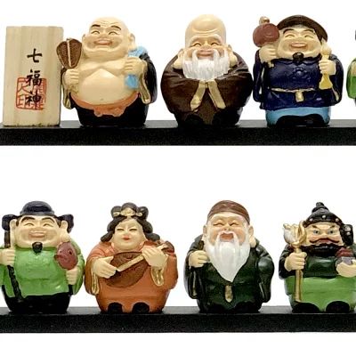 七福神 置物　縁起物 商売繁盛 置物 開運 七福神 置物 セット 37.5cm x 5cm 6cm 縁起物 インテリア