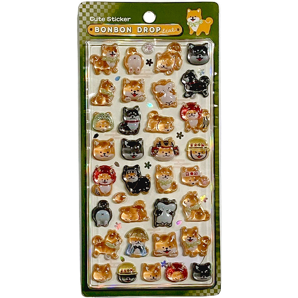 【正規品】ボンボンドロップシール　桜　おにぎり　柴犬　日本犬　猫　クーリア Q-LiA（クーリア） ボンボンドロップシール 柴犬 正規品 ぷくぷく