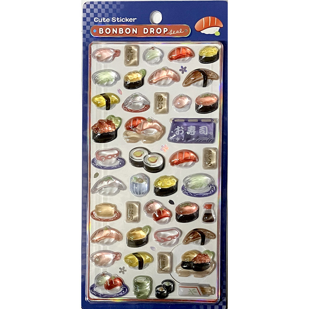 ボンボンドロップシール ラーメン 桜　寿司　ダルマ　サンドイッチ　相撲　日本食 Q-LiA（クーリア） ボンボンドロップシール お寿司 正規品 3Dシール