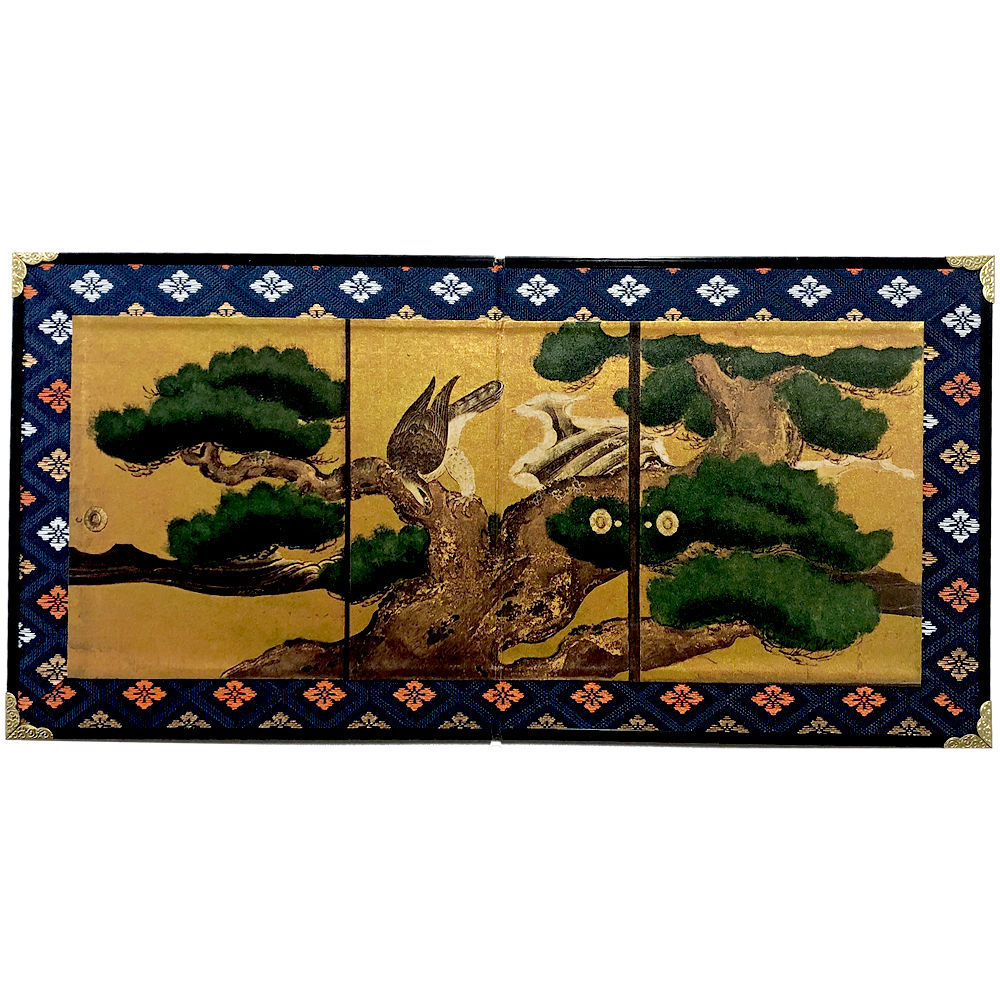 ミニ屏風 老松と鷹の図 狩野探幽筆 京都二条城 大広間鎗の間 メール便