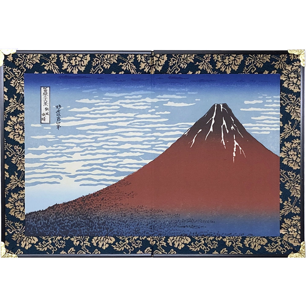 ミニ屏風 葛飾北斎 富嶽三十六景 凱風快晴 赤富士 日本の名画 中 二曲