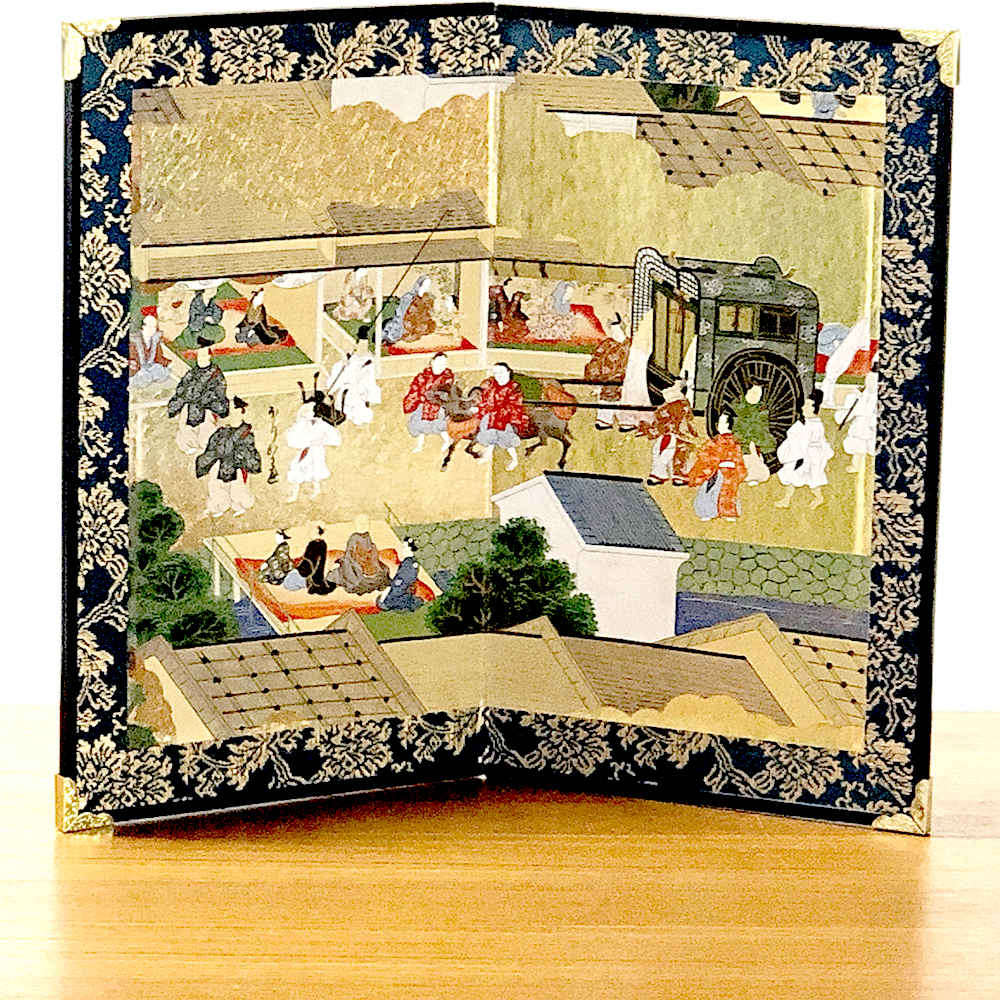 ミニ屏風 日本画風膳 ミニ屏風 六曲一双豆屏風 日本の名画 四季花鳥桜 和風インテリア