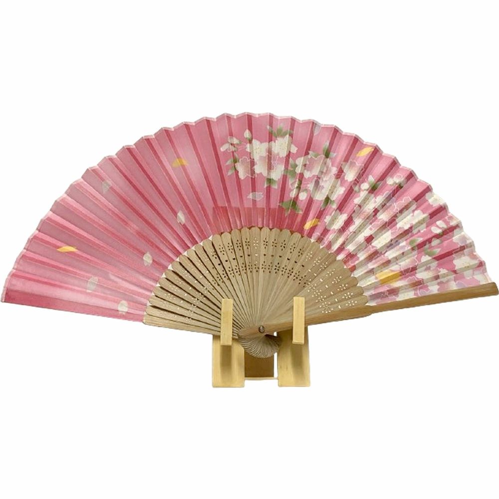 飾り扇子 桜 花見 ピンク 竹製 扇子スタンド 付き 開運扇子 組み立て式