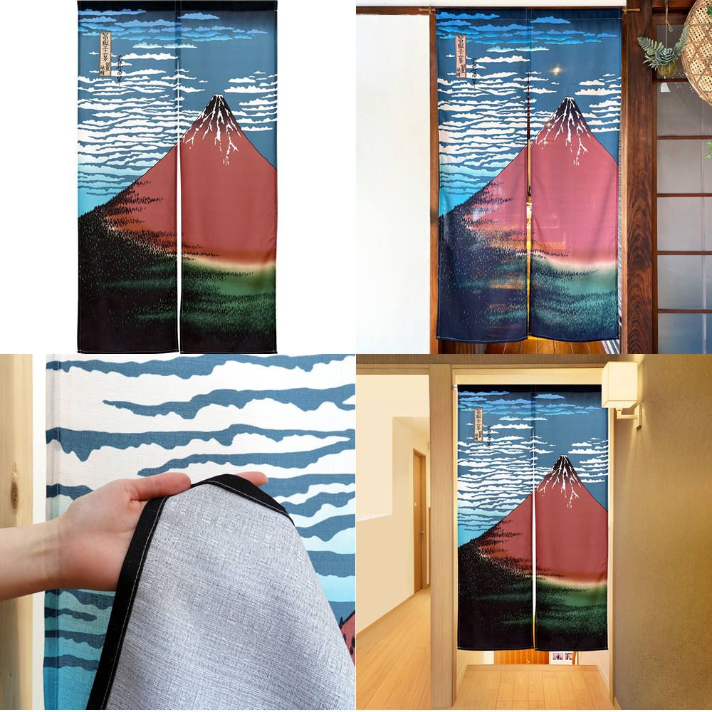 のれん 葛飾北斎 赤富士 暖簾 85X150cm ショップカーテン 壁掛け