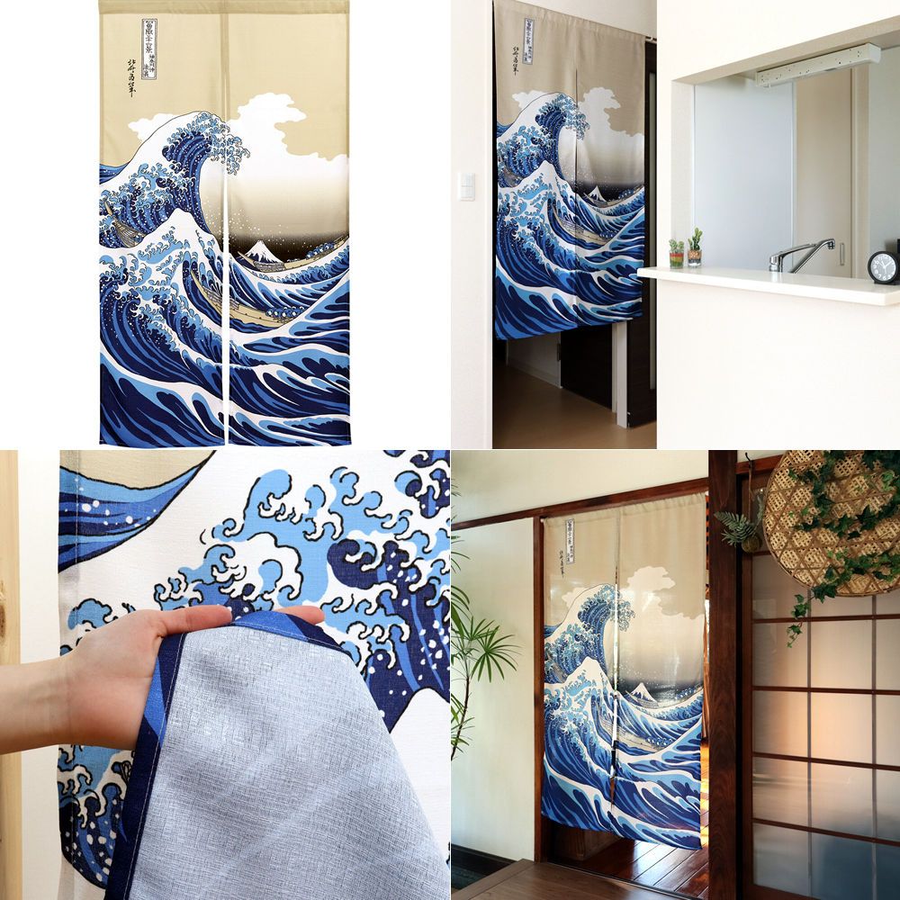のれん 葛飾北斎 神奈川沖 波裏 暖簾 85X150cm ショップカーテン